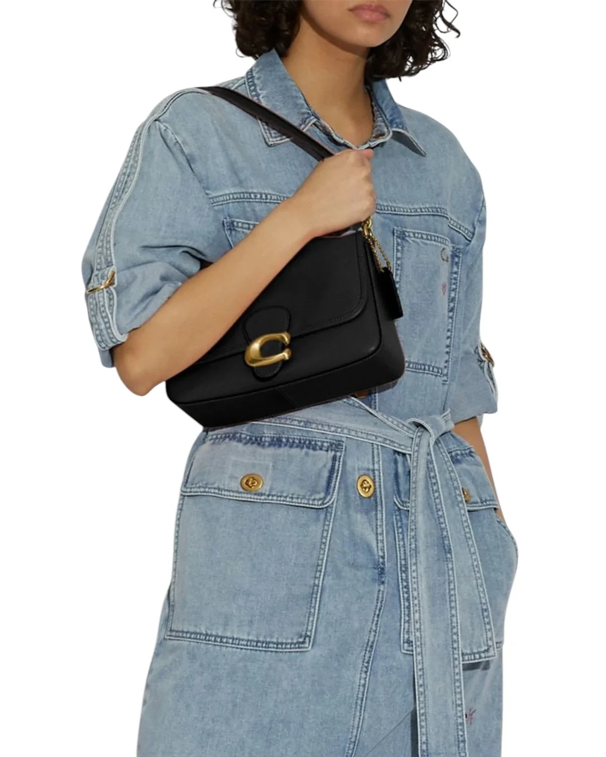 Сумка Coach Soft Tabby Shoulder Bag Black — фото 4