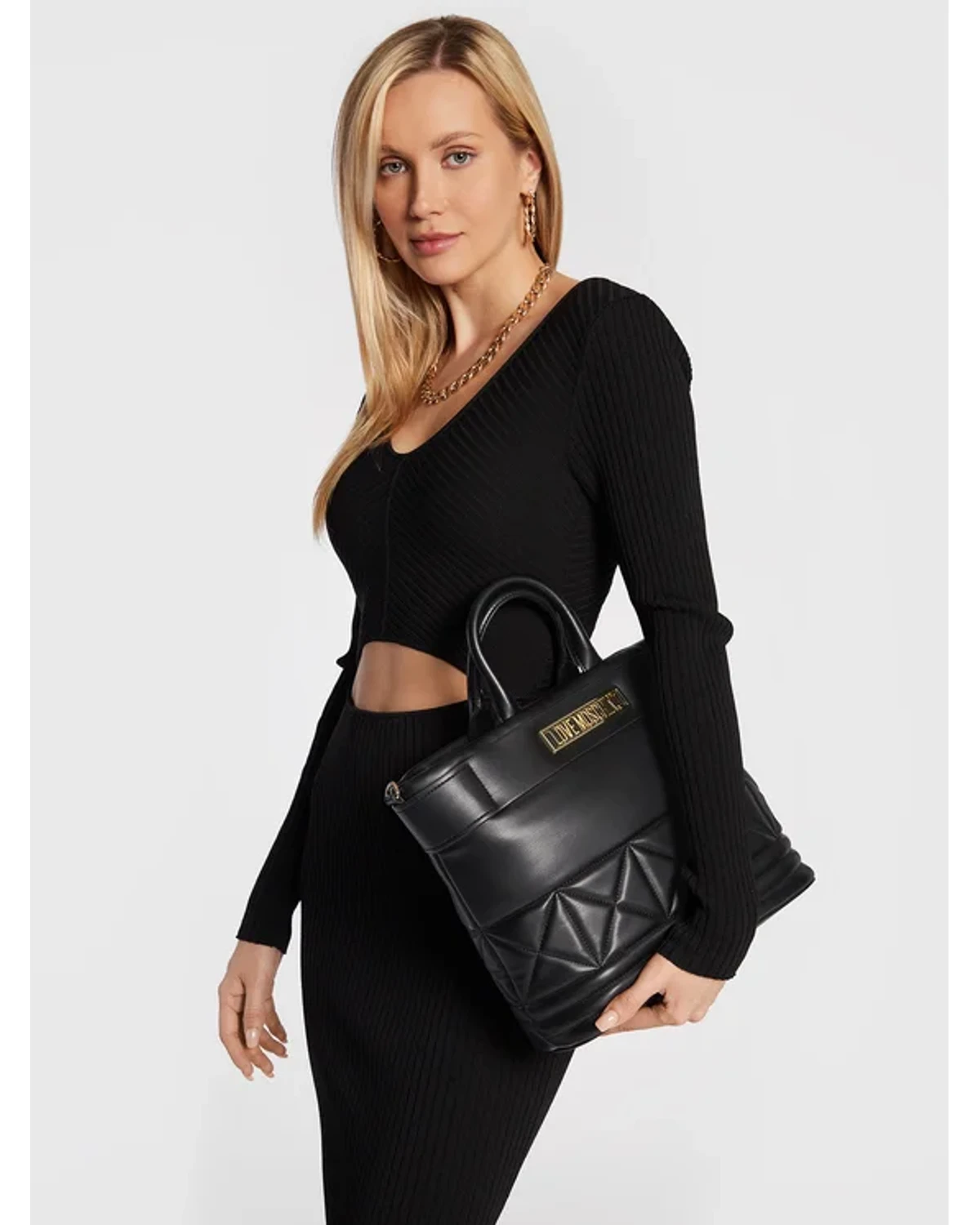Сумочка Love Moschino Logo Plaque Quilted Shoulder Bag — фото 4